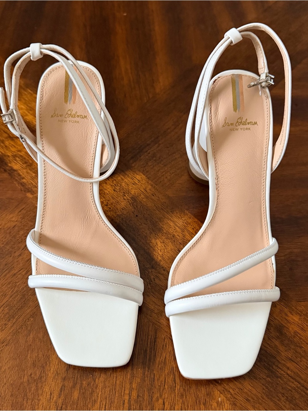 Sam Edelman White Strappy Block Heel Sandals – Size 9.5